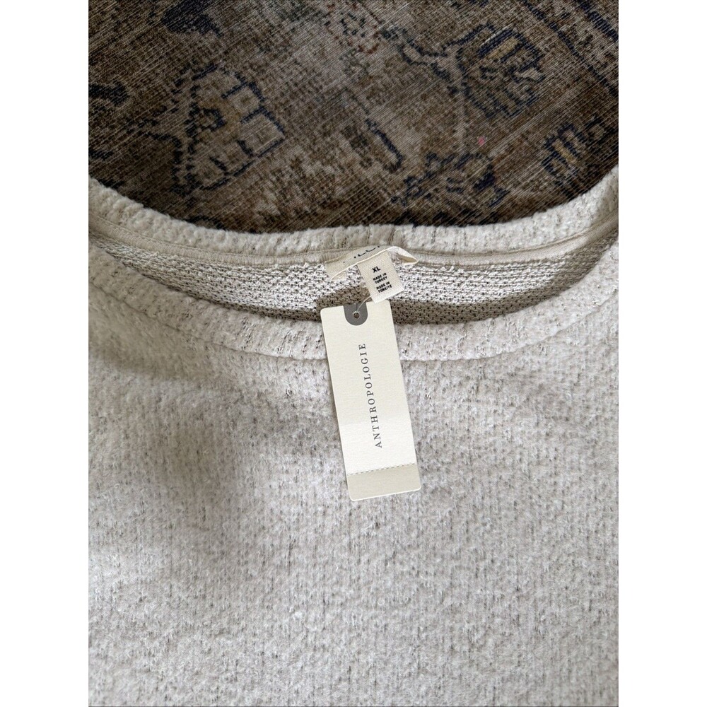 NWT Anthropologie Pilcro Short Sleeve Sweater Twofer Top Textured Beige XL - Picture 7 of 8